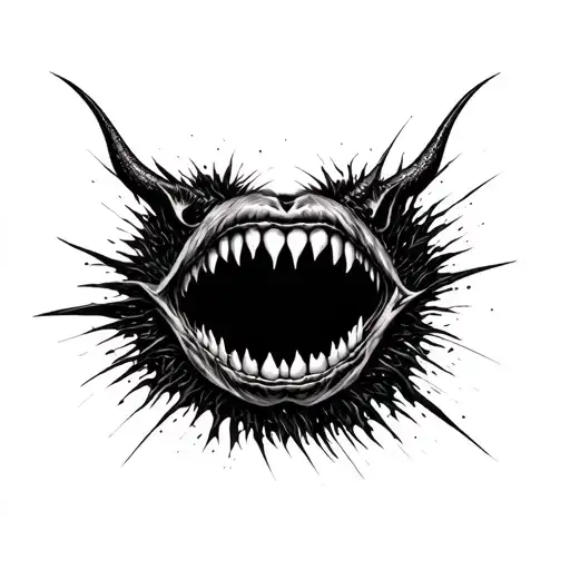 Black hole with demon teeth tattoo design idea