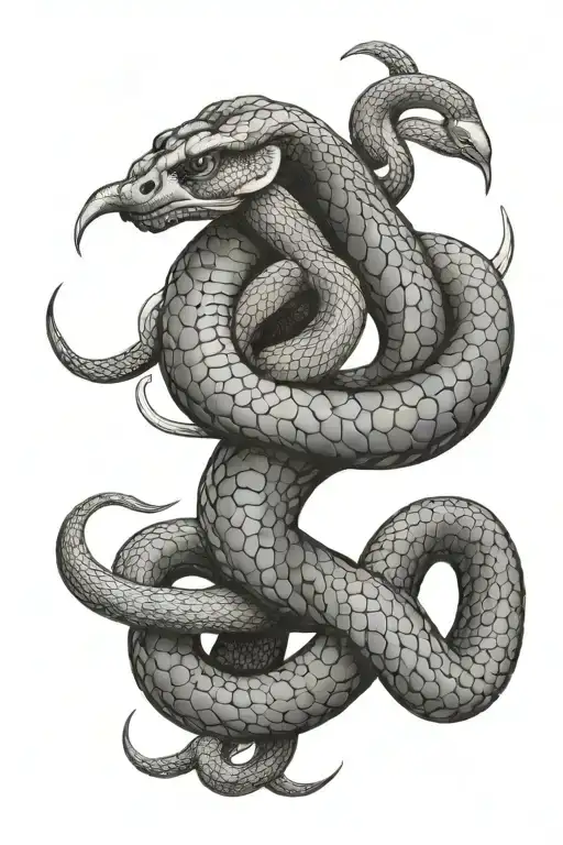 aries snake intertwined tattoo design idea