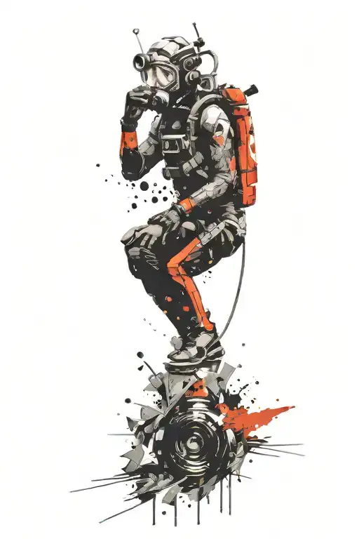 male scuba diver tattoo design idea