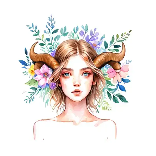 Aries Cool girl flower tattoo design idea