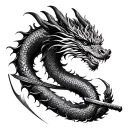 dragon and katana sword tattoo design idea