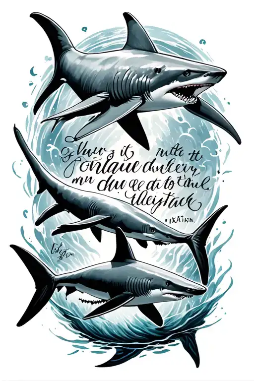 sharks swimming gracefully, Meaningful Quote tattoo tattoo design idea