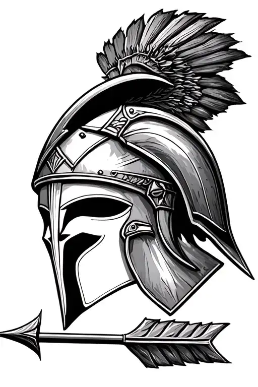 Arrow and Spartan Helmet and if you want peace for war tattoo design idea