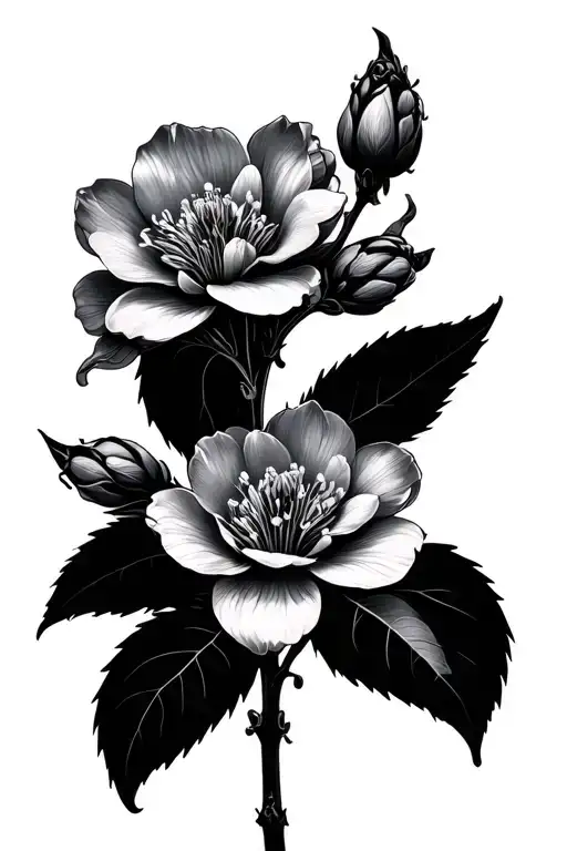 almond flowers blooming tattoo design idea