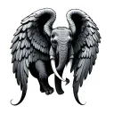 Elephant Angel wings intertwined tattoo design idea