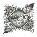 infinity loop surrouded with stars shining faithfulness word inside  tattoo design idea