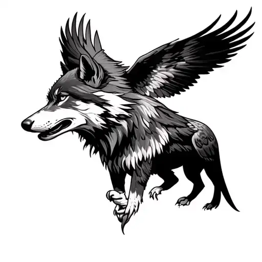 wolf and eagle tattoo design idea