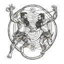 2 men inside the same hula hoop tattoo design idea