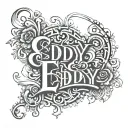 the name eddy in fancy letters with the date march 2015 underneath tattoo design idea