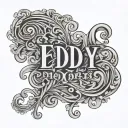 the name eddy in fancy letters with the date march 2015 underneath tattoo design idea