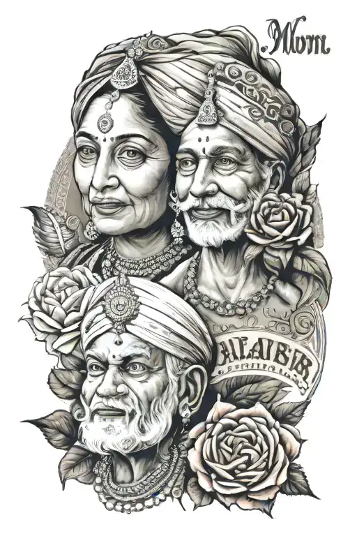  moms name rajwinder and something with punjab and add my grandparents names manjit kaur and ajit singh tattoo design idea