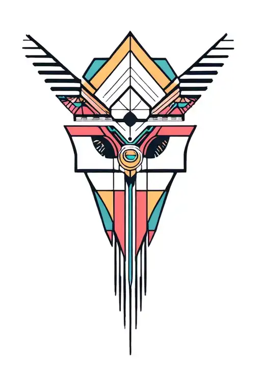 synthesizer cirquit geometric design under knee color tattoo design idea