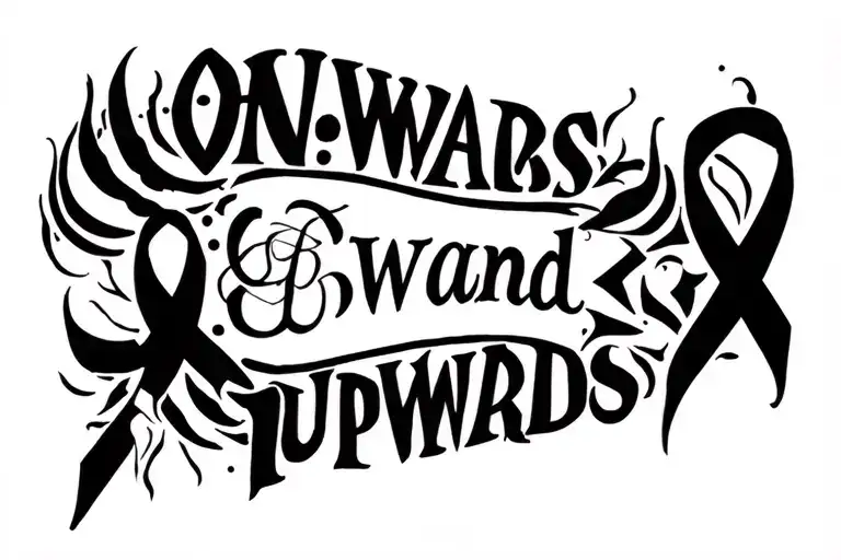 Onwards and Upwards. below this, put the cancer ribbon with initials "R.T" inside of it.  tattoo design idea