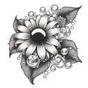 black eye Susan flower and bubbles  tattoo design idea