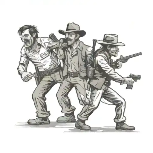 good bad and ugly stand off scene tattoo design idea