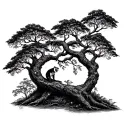 tree of life with a hidden lemur in the design incorporating elements tattoo design idea