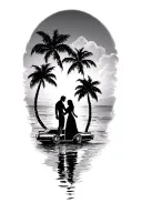 Husband and wife separating under good terms as friends they love the beaches, the palm trees water T Bucket vehicle  tattoo design idea