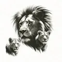 lion and two cubs    tattoo design idea