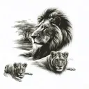 lion and two cubs    tattoo design idea