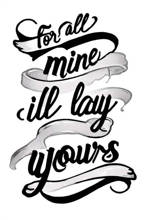text "for all mine ill lay yours" written going down tattoo design idea