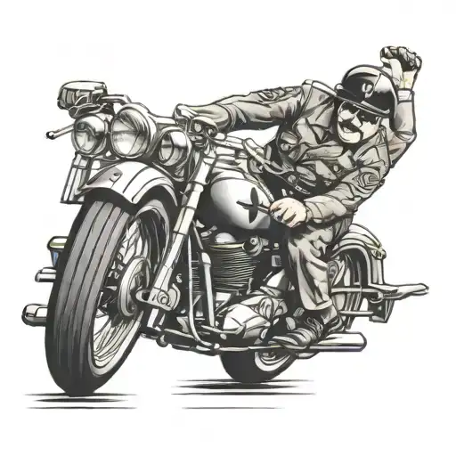 adolf hitler motorbike doing a wheelie tattoo design idea