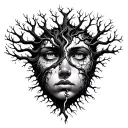  tree with a face splitting in two tattoo design idea