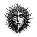  tree with a face splitting in two tattoo design idea