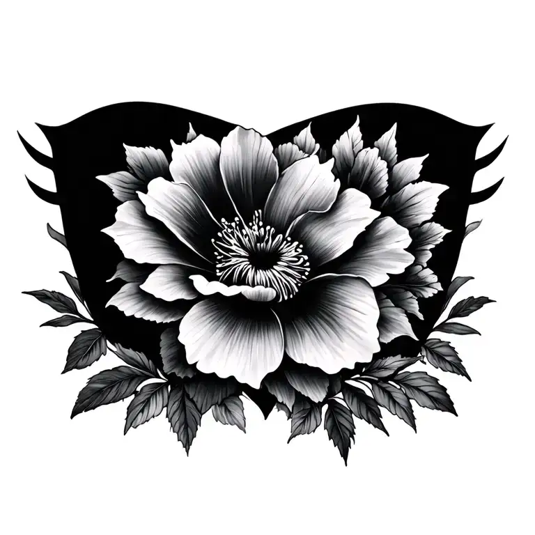 under boob floral tattoo design idea