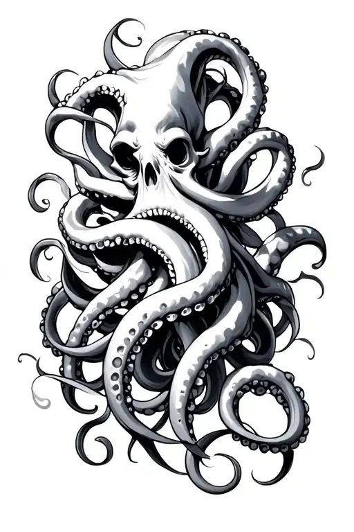 Posiedon and tentacles wrapping its tentacles tattoo design idea