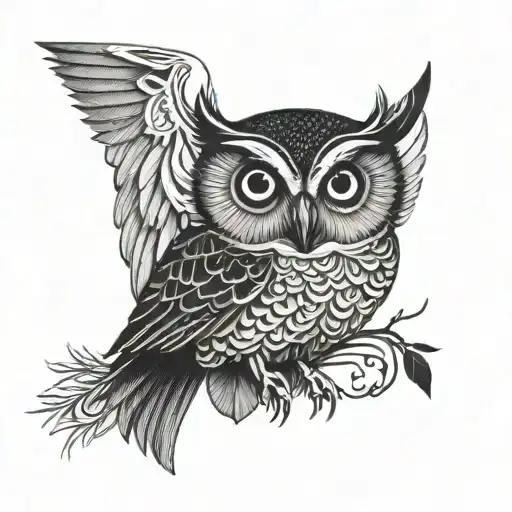 owl facing backward wings spread tattoo design idea