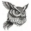 owl facing backward wings spread tattoo design idea