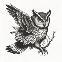 owl facing backward wings spread tattoo design idea
