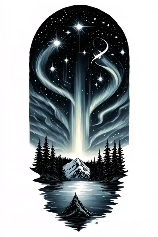 alaska big dipper northern lights tattoo design idea