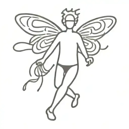gay man with butterfly wings symbol of  coming out make it keith haring style tattoo design idea