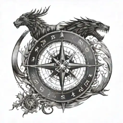 I would like to combine two themes: the Scandinavian compass and the world of "Game of Thrones". I asked the neural network and got this description tattoo design idea
