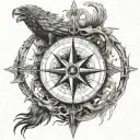 I would like to combine two themes: the Scandinavian compass and the world of "Game of Thrones". I asked the neural network and got this description tattoo design idea