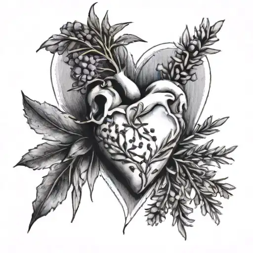 salt, rosemary, lavender and heart shape tattoo design idea