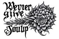 warrior soul Never give up tattoo design idea