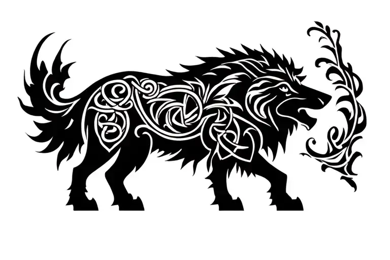 Woad, Briton, Celtic, Swirl, Flow, Etched, Triskelion, Wolf, Boar, Carnyx, Geometric, Tribal tattoo design idea