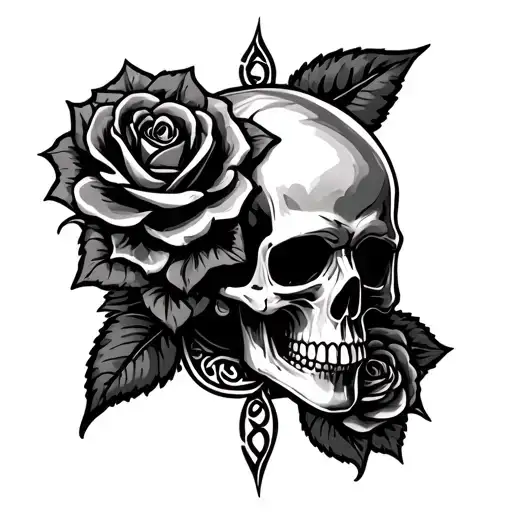 Celtic, anarchist symbol, skull, roses tattoo design idea