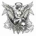 angel seeing his reflection bad   tattoo design idea