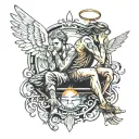 angel seeing his reflection bad   tattoo design idea