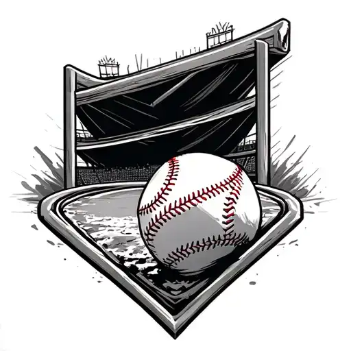 baseball home plate black and white tattoo design idea