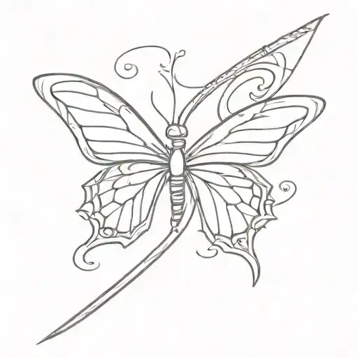 Butterfly sword tattoo design idea