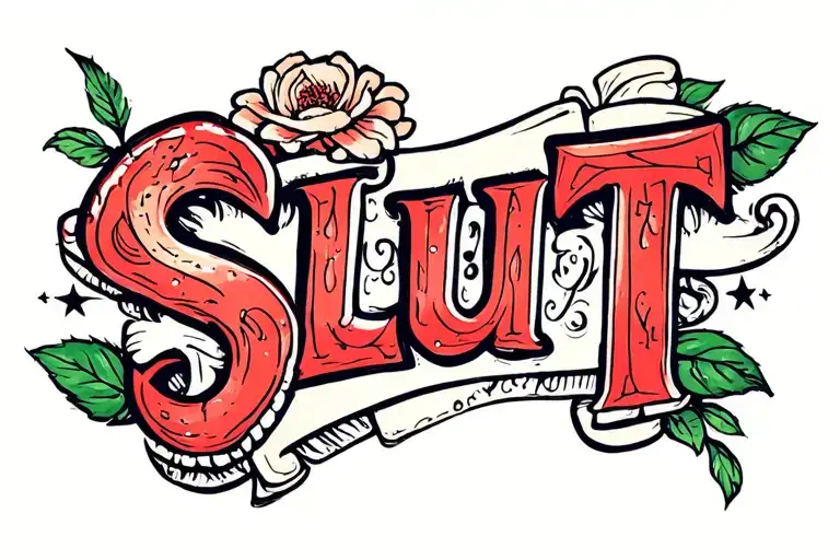 FREE USE SLUT tattoo design idea