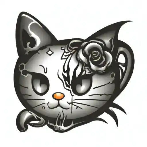 hello kitty black metal music tattoo design idea