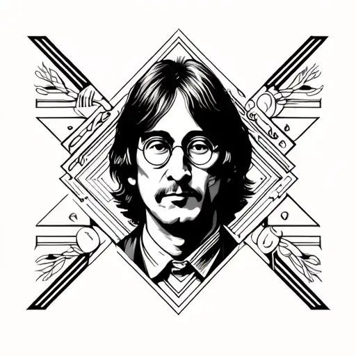 John Lennon en geometric form tattoo design idea