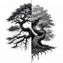 Tree Half side dead half alive half dead tattoo design idea