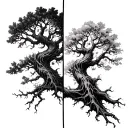 Tree Half side dead half alive half dead tattoo design idea