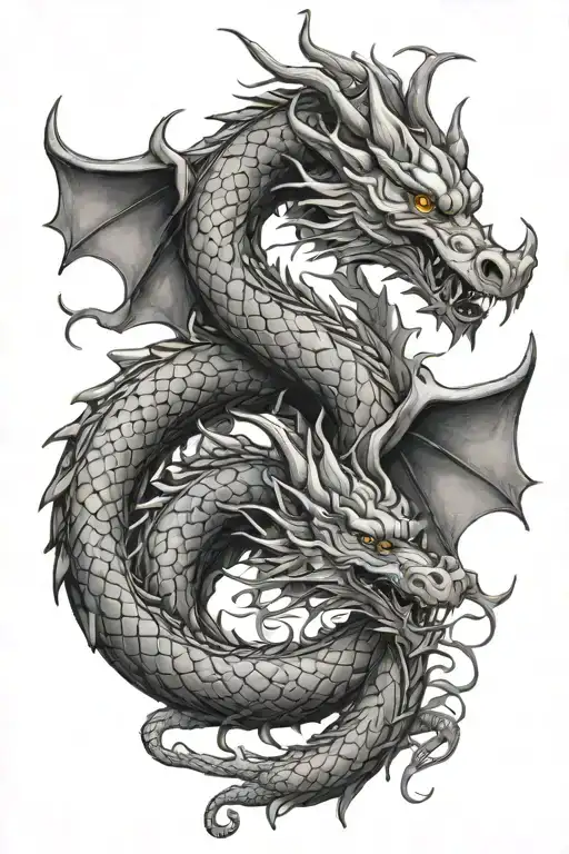 dragon intertwined tattoo design idea